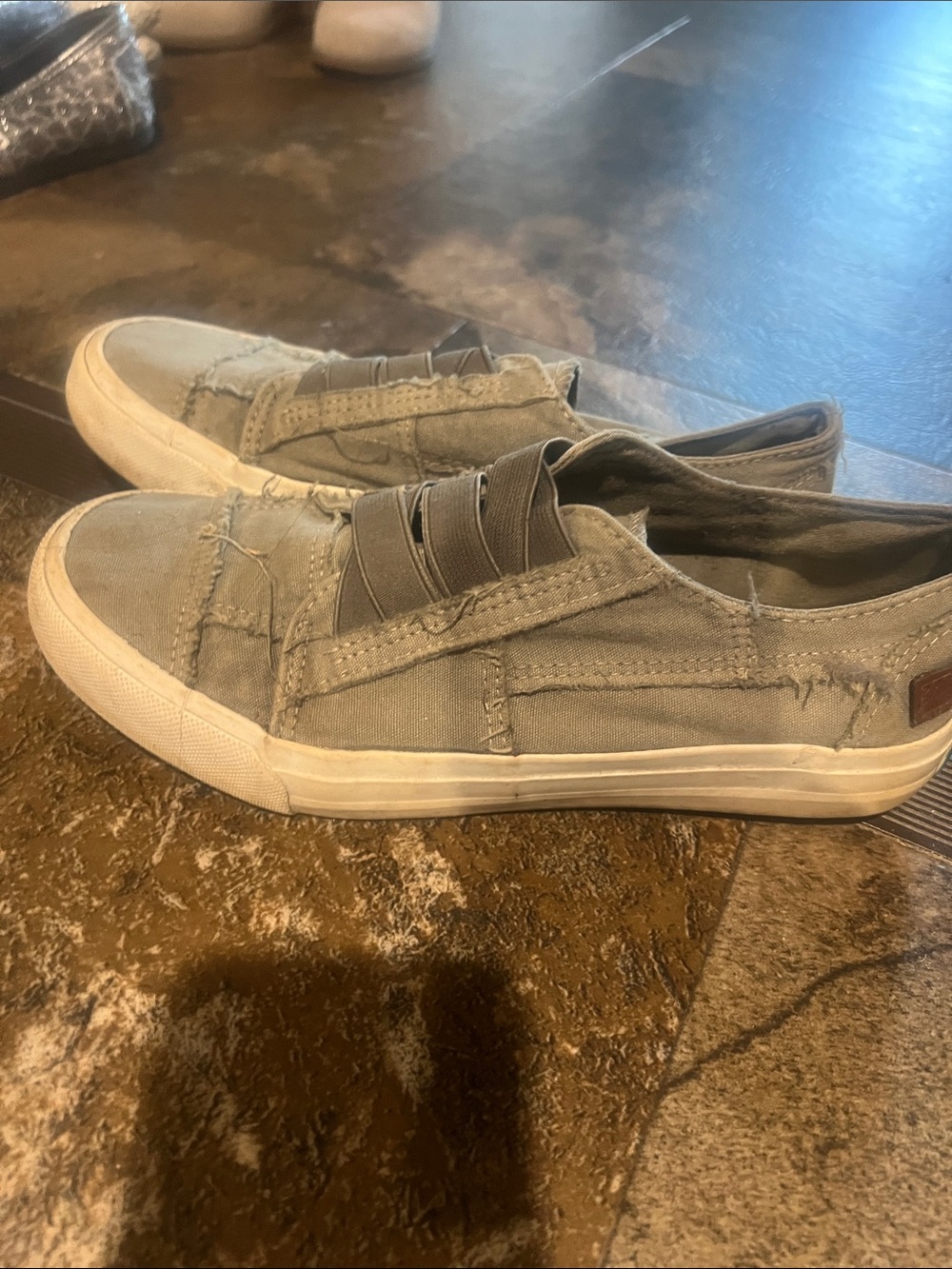 Casual Slip-On Canvas Sneakers in Light Olive